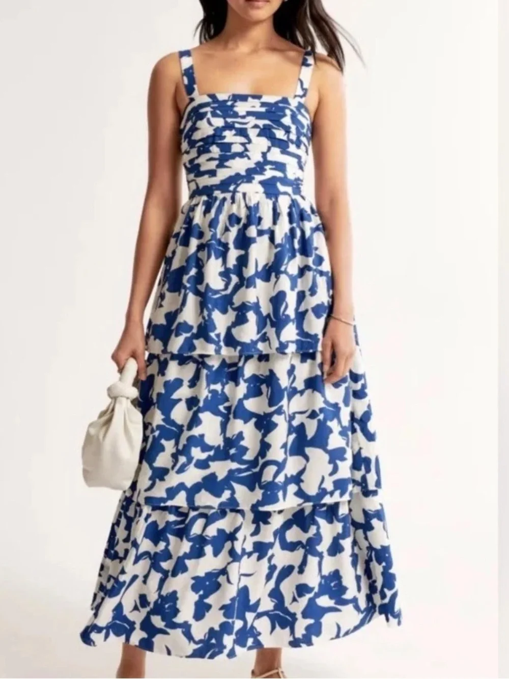 ABERCROMBIE & FITCH WOMENS EMERSON MAXI DRESS BLUE WHITE MEDIUM TALL
